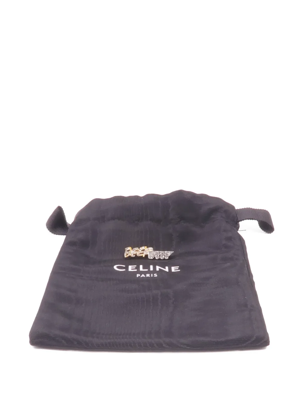 Celine Pre-Owned crystal-embellished logo-lettering brooch - Oro