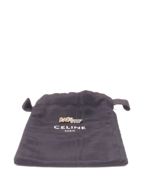 Celine Pre-Owned crystal-embellished logo-lettering brooch