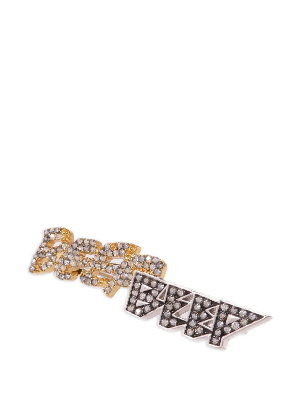 Celine Pre-Owned crystal-embellished logo-lettering brooch - Oro