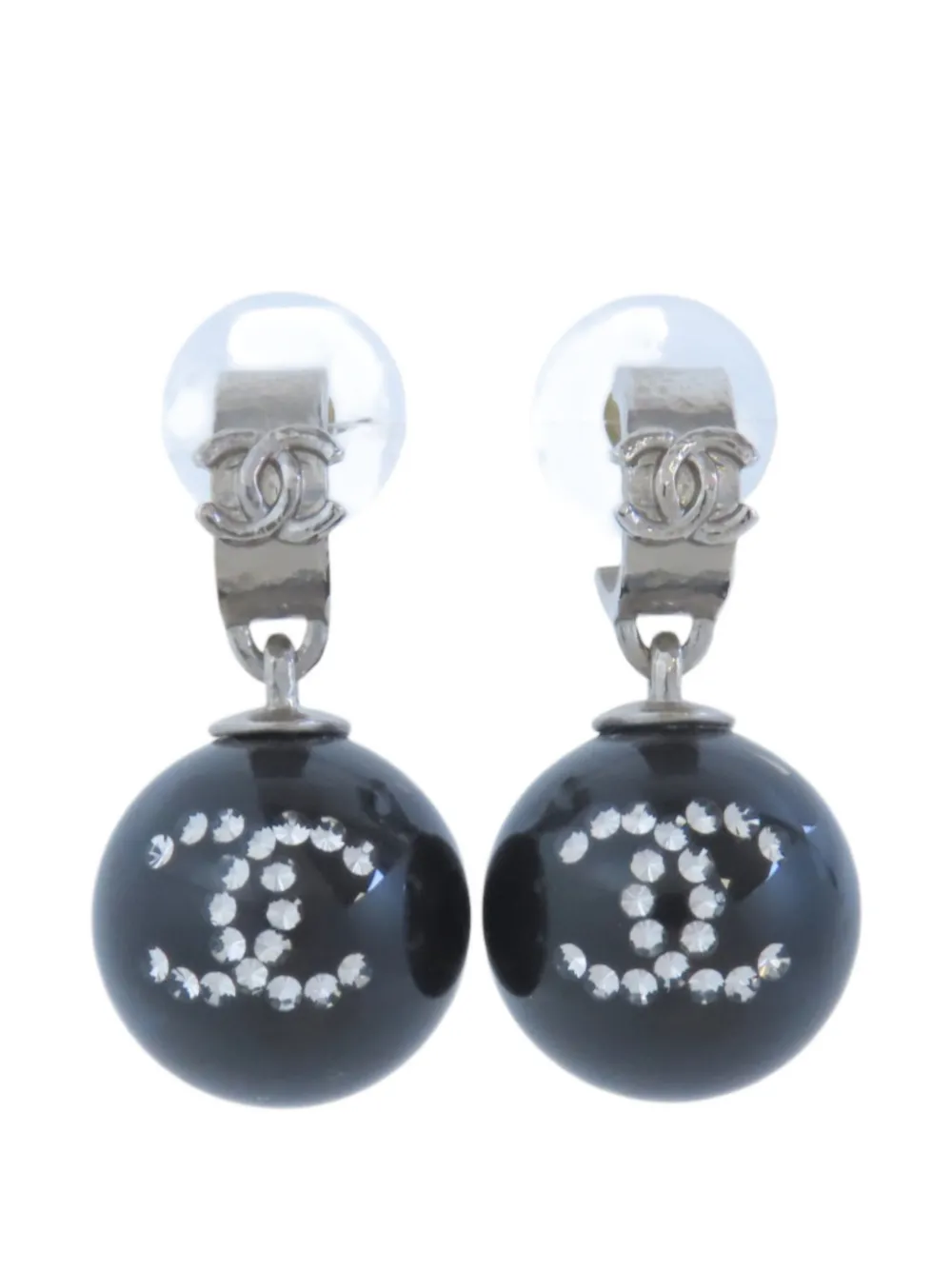 CHANEL Pre-Owned CC drop earrings - Silver