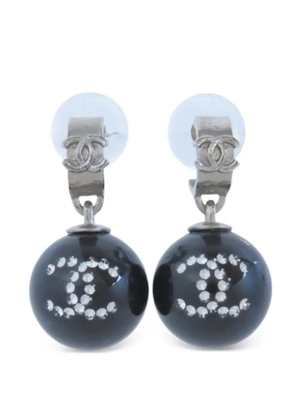 CHANEL Pre-Owned CC drop earrings - Silver