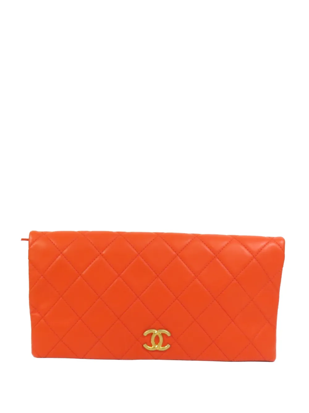 CHANEL Pre-Owned CC-logo quilted clutch bag - Orange