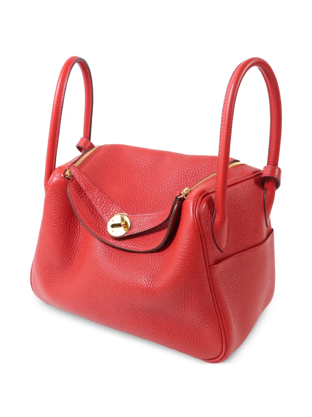 Hermès Pre-owned 2017 Lindy Togo Leather Shoulder Bag in Red, view 3