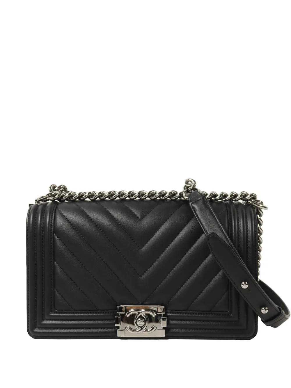 CHANEL Pre-Owned Boy chevron-quilted shoulder bag - Black