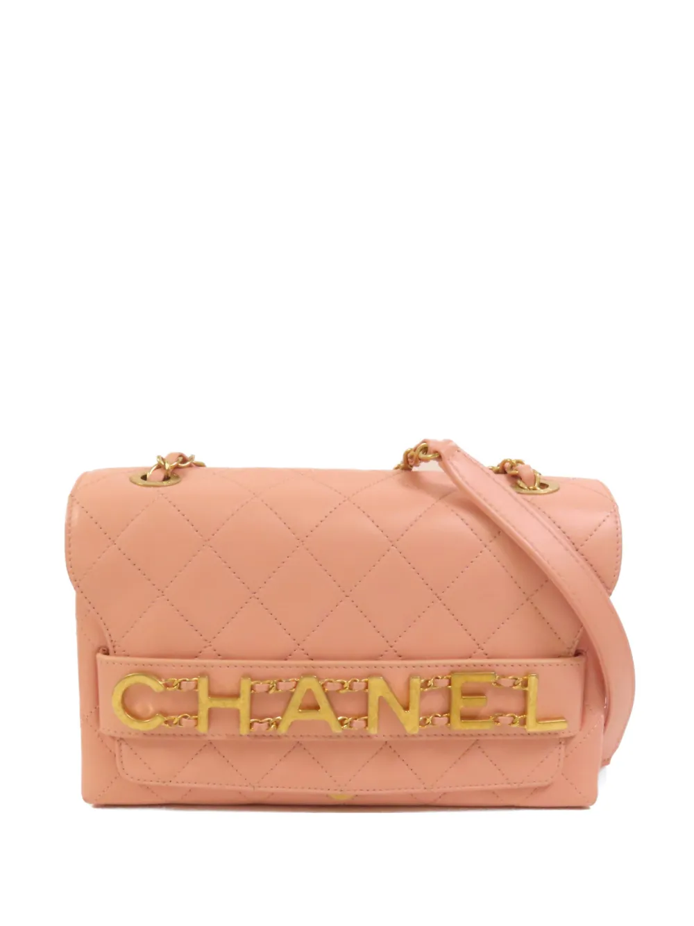 CHANEL Pre-Owned quilted logo-plaque shoulder bag - Rosa
