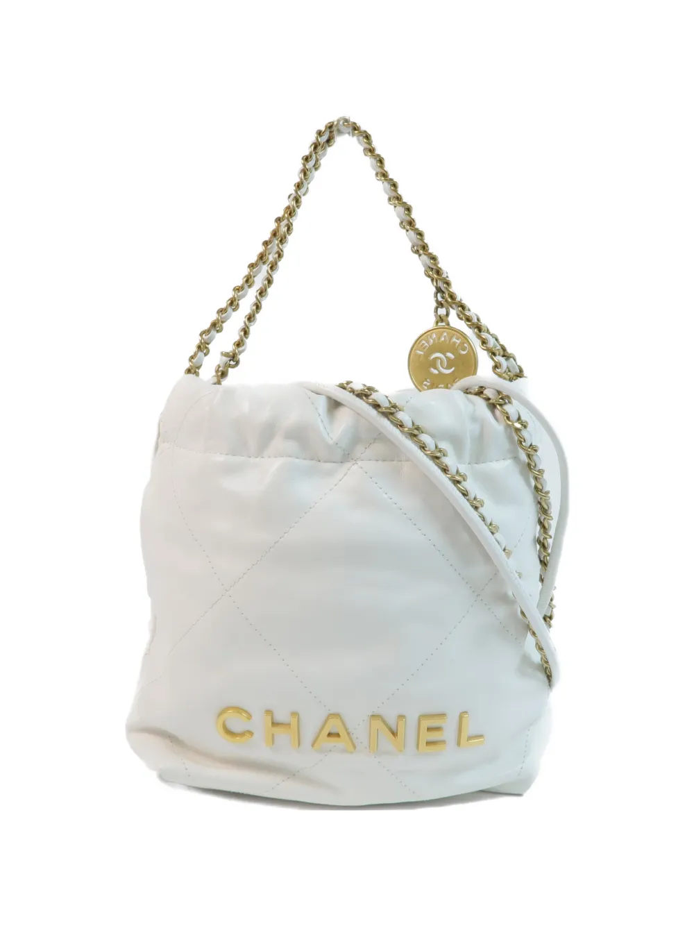 Pre-owned Chanel Quilted Shoulder Bag In White
