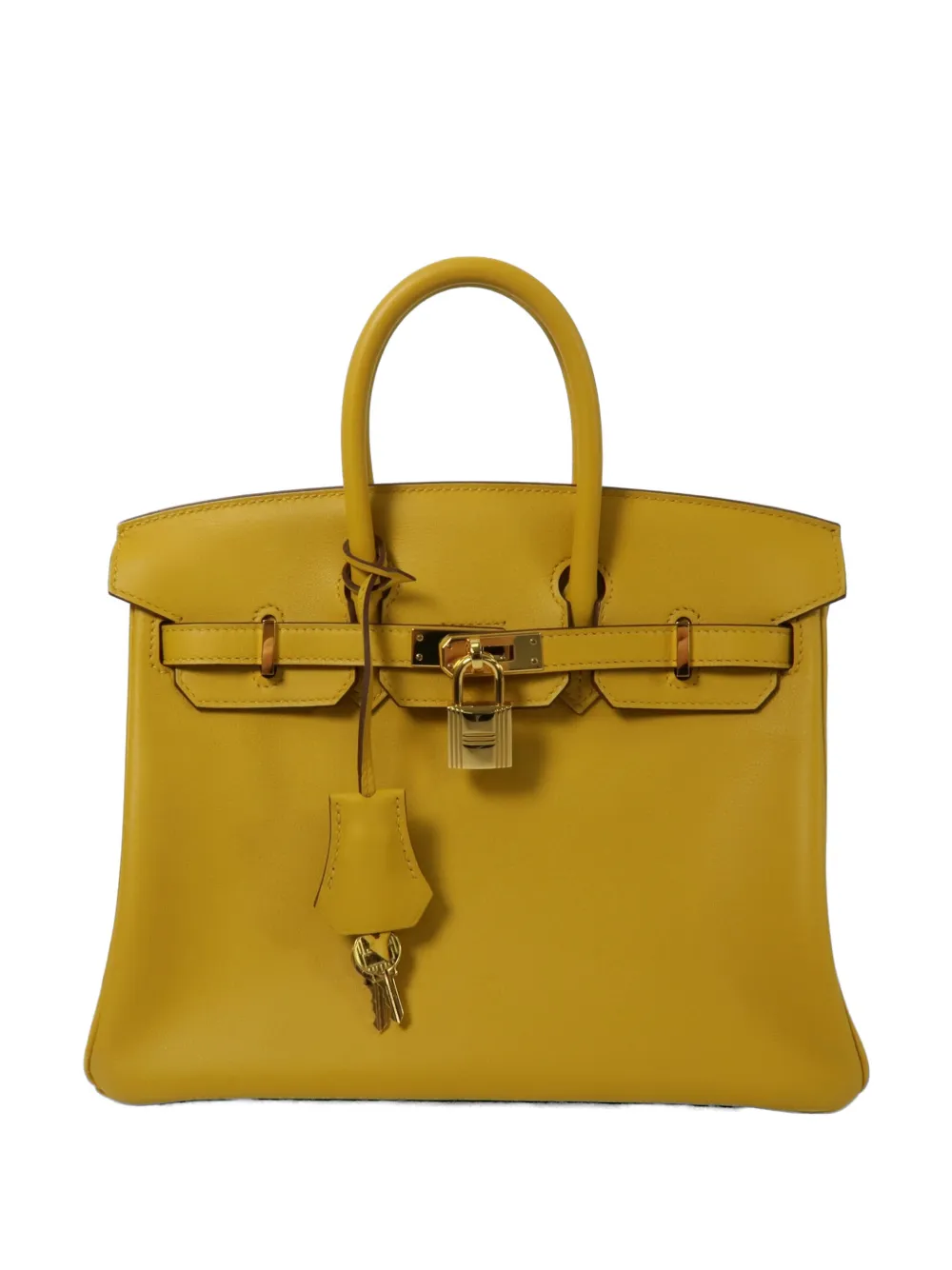 Pre-owned Hermes 2018 Birkin 25 Tote Bag In Yellow