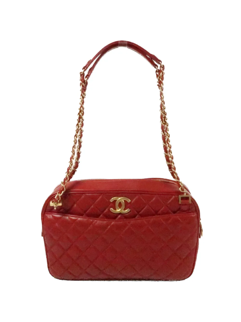 CHANEL Pre-Owned CC diamond-quilted shoulder bag - Rosso