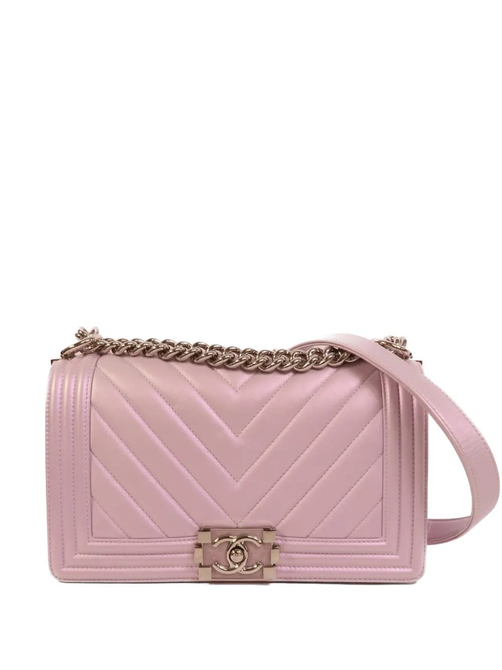CHANEL Pre-Owned Boy 25 chevron-quilted shoulder bag - Rosa