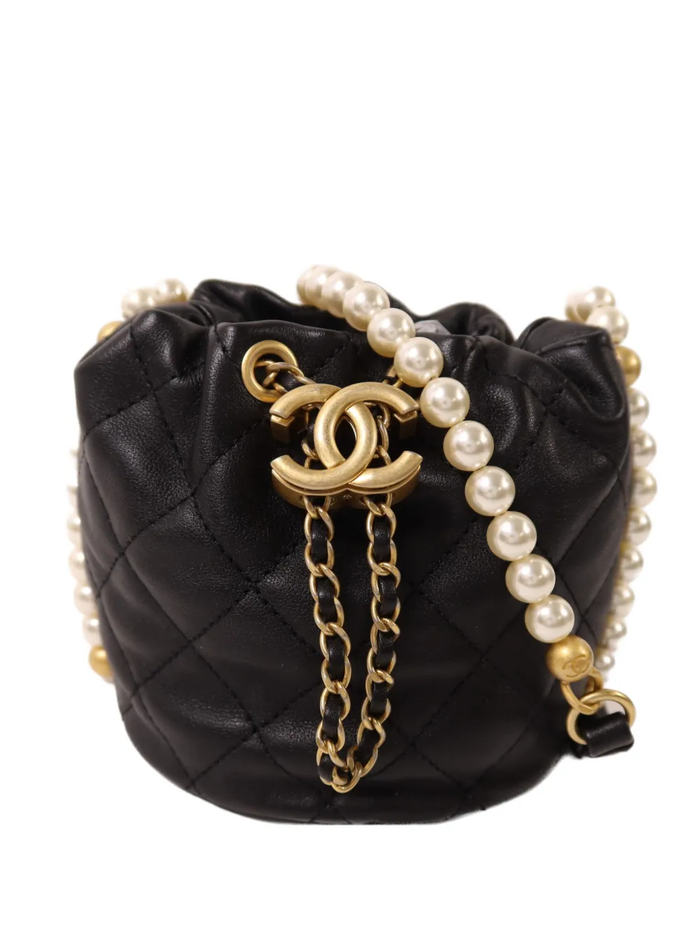 CHANEL Pre-Owned CC Marck pearl-strap bucket bag - Nero