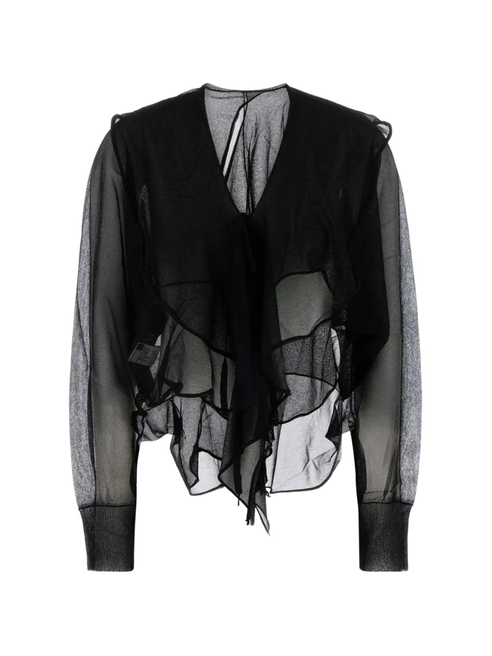 Y's ruffled semi-sheer tunic - Nero