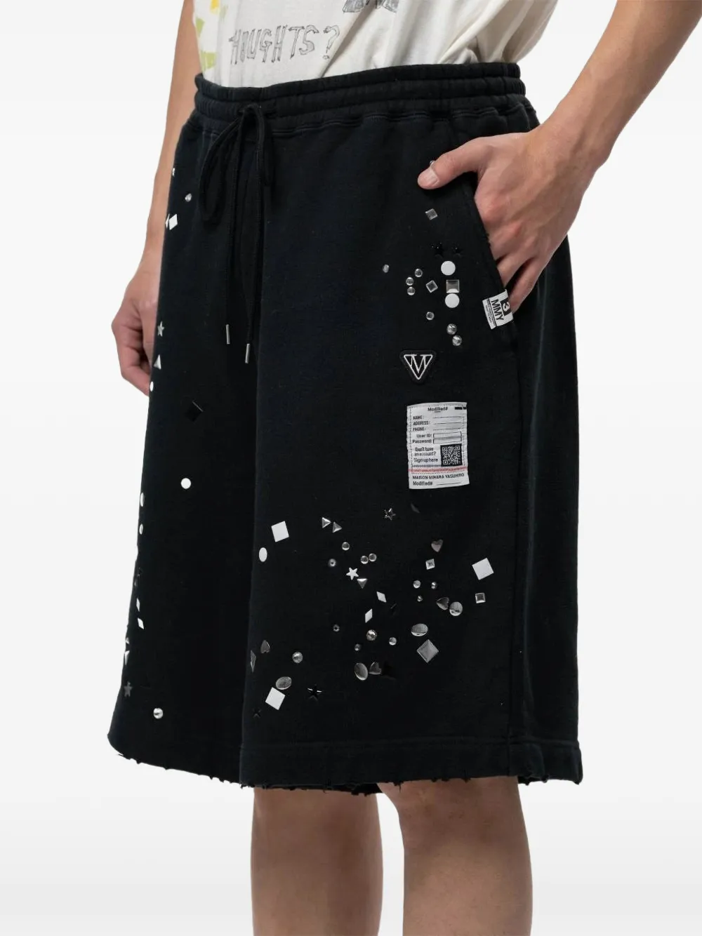 Maison MIHARA YASUHIRO Verfraaide katoenen shorts Zwart