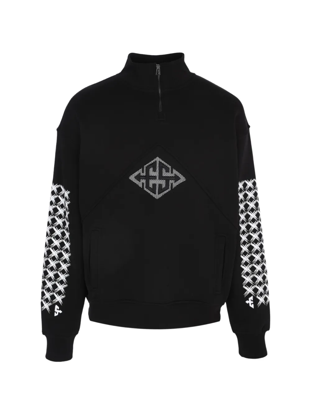 Exit Society Monogram X Sweatshirt mit kurzem Reißverschluss - Schwarz