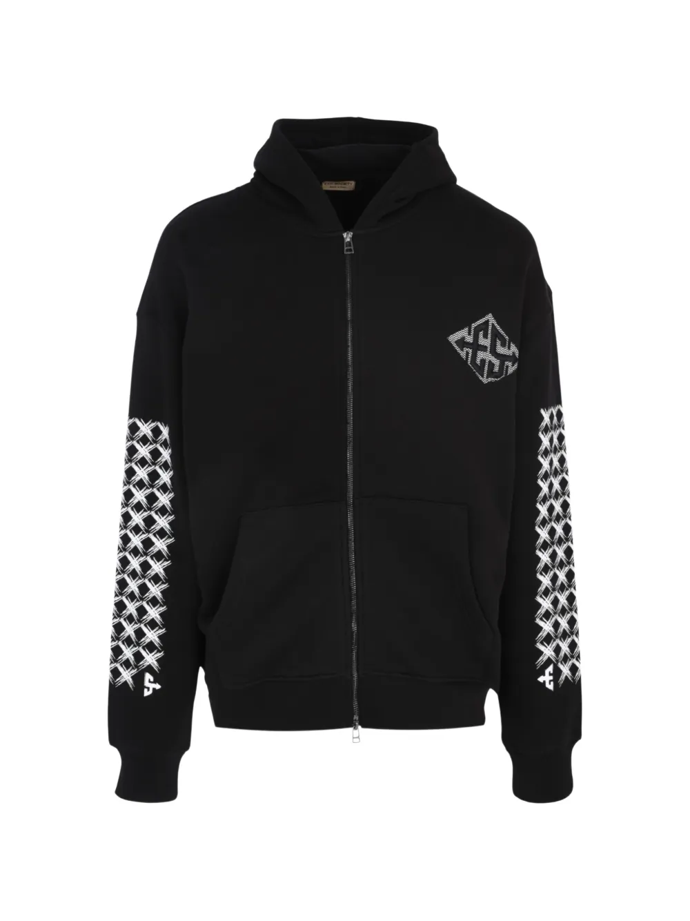Exit Society logo-print zipped hoodie - Black