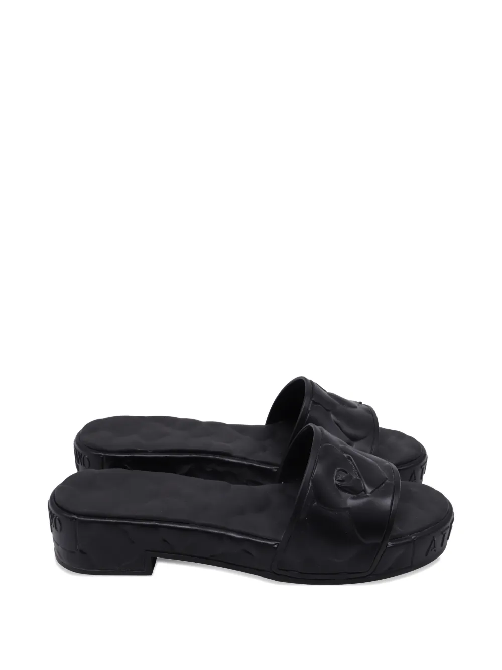 Valentino Garavani Pre-Owned 2020s Atelier Rose platform slides - Nero