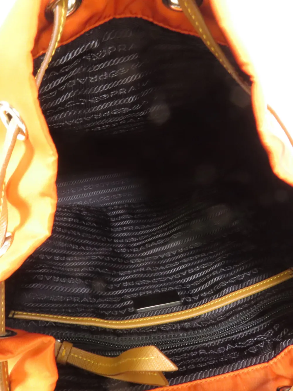 Pre-owned Prada Buckle-fastening Drawstring Backpack In Orange