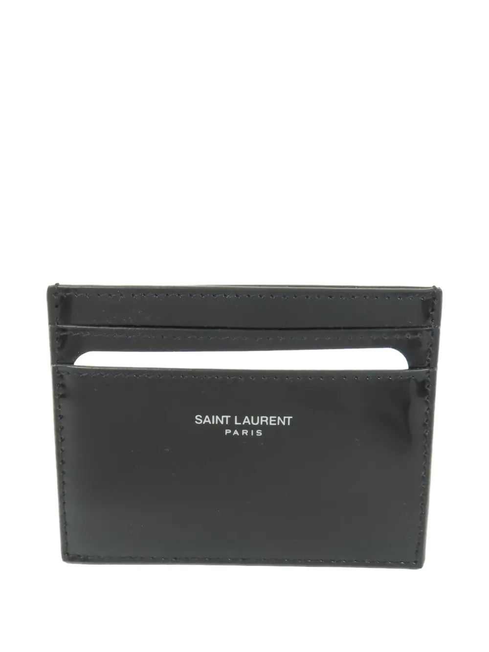 Pre-owned Saint Laurent Patent Leather Card Case In Black
