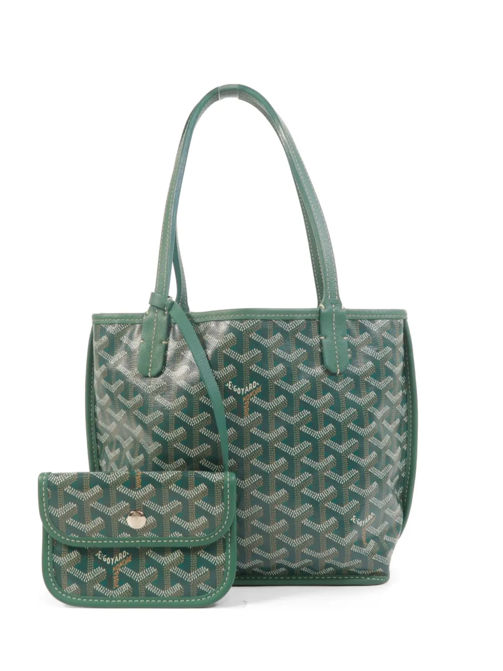Pre-owned Goyard Mini Anjou Tote Bag In Green