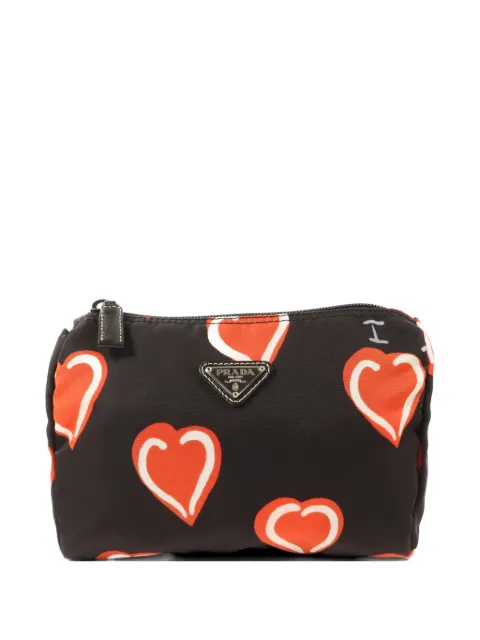 Prada Pre-Owned heart-print logo-plaque wash bag