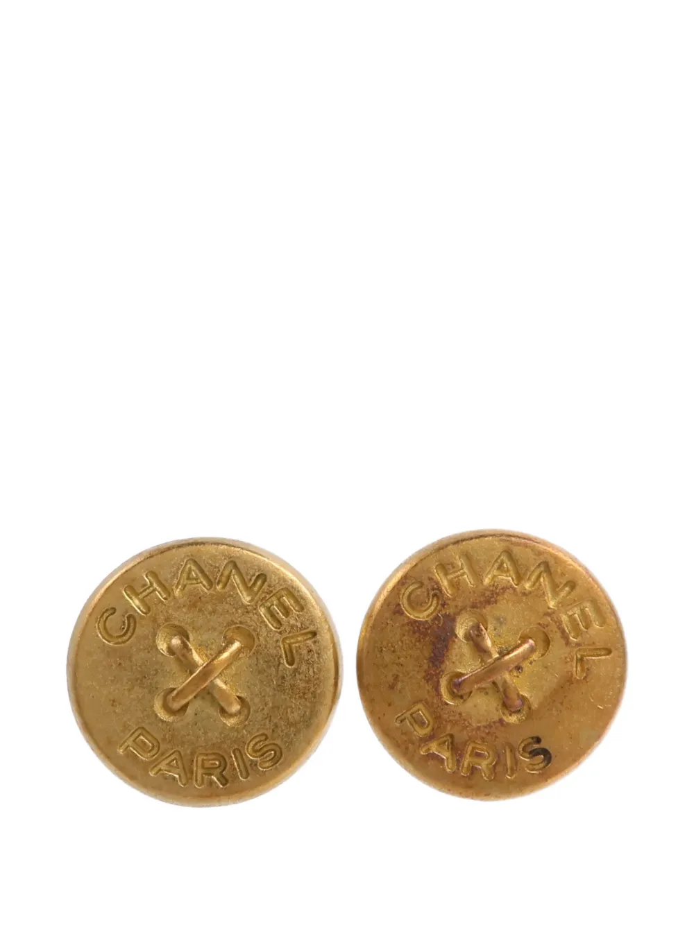 CHANEL Pre-Owned CC button-style clip-on earrings - Oro