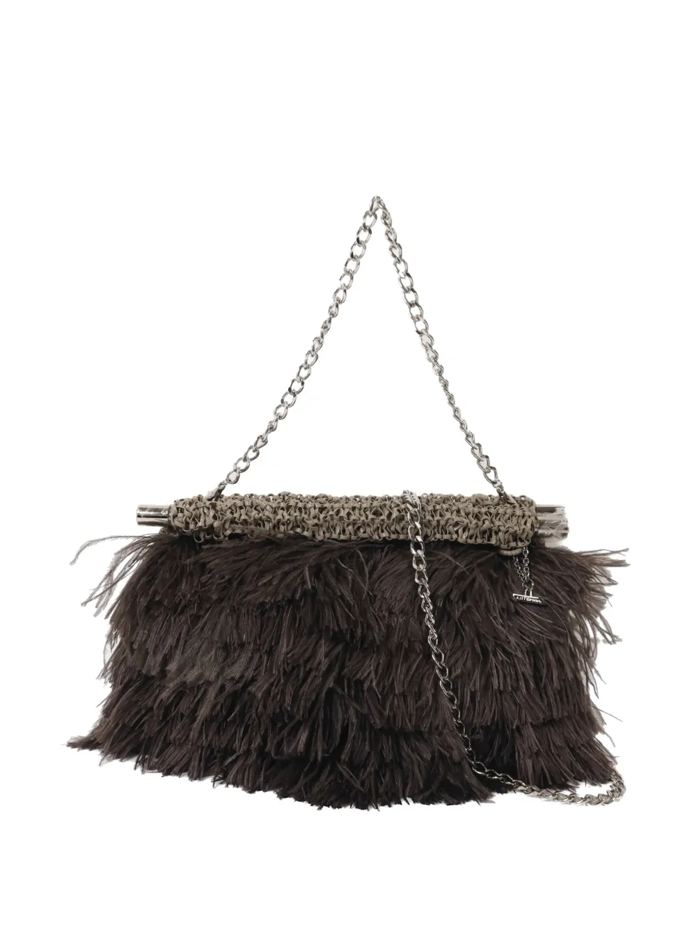 Anteprima feather-trim woven shoulder bag - Brown