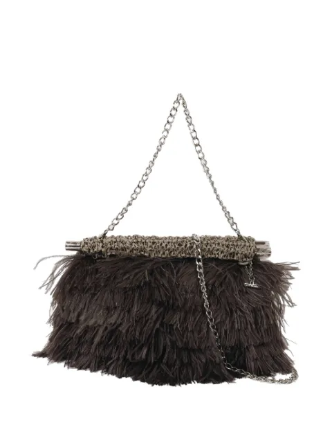 Anteprima feather-trim woven shoulder bag