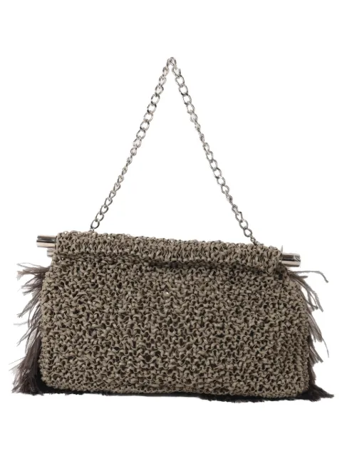 Anteprima feather-trim woven shoulder bag