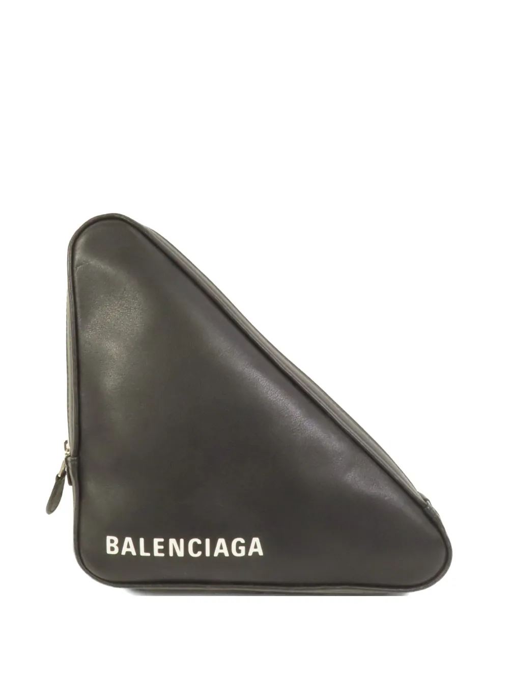Pre-owned Balenciaga Triangle Leather Clutch Bag In Black