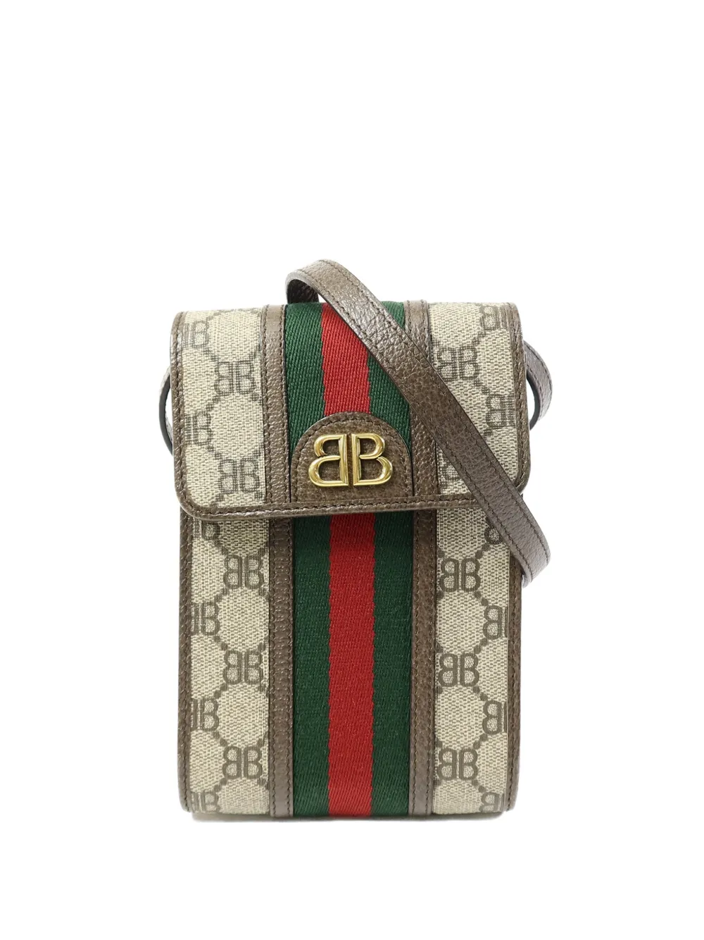Balenciaga Pre-Owned x Gucci BB monogram-pattern shoulder bag - Toni neutri