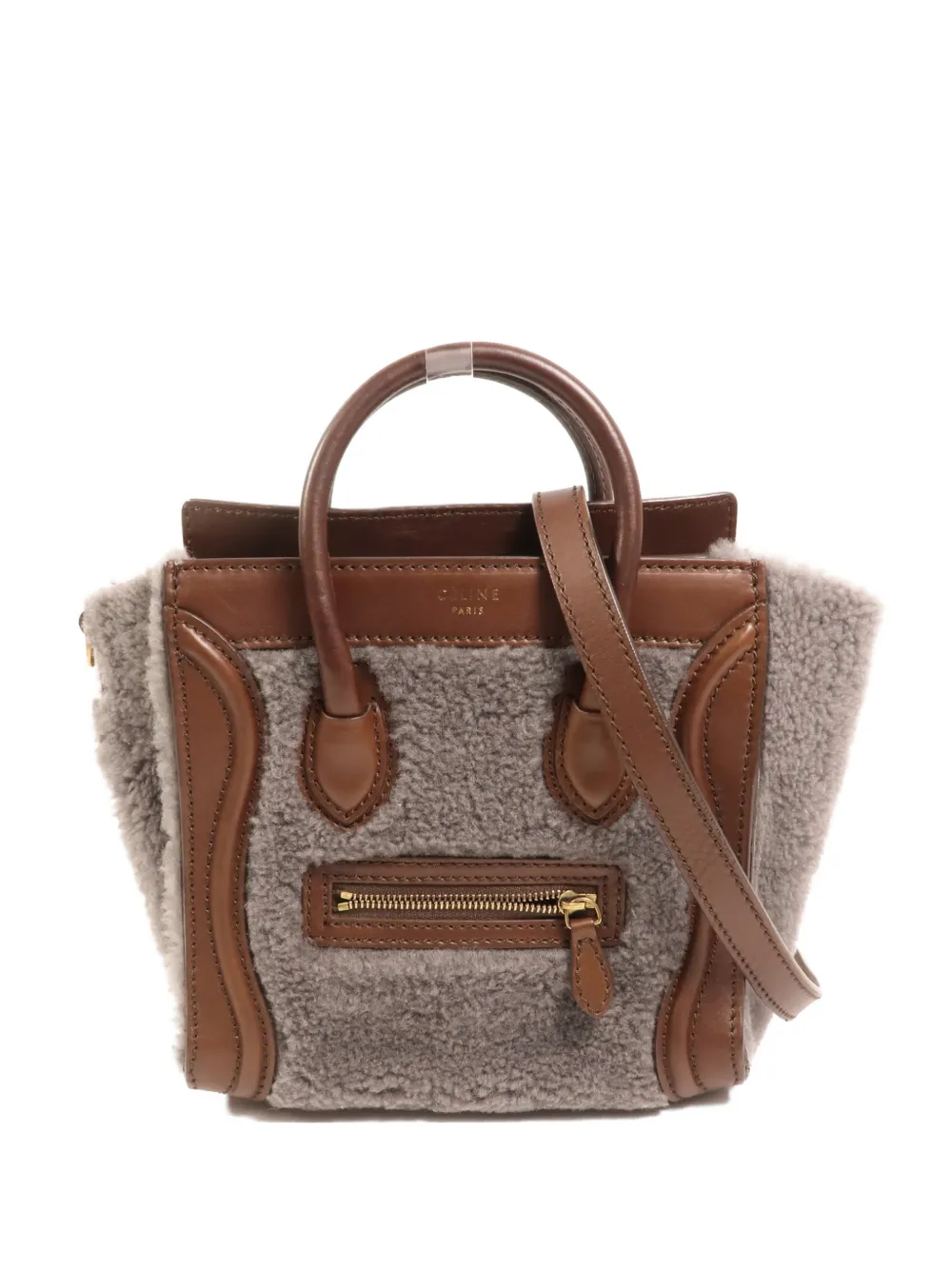 Celine Pre-Owned Nano Luggage shearling tote bag - Grigio