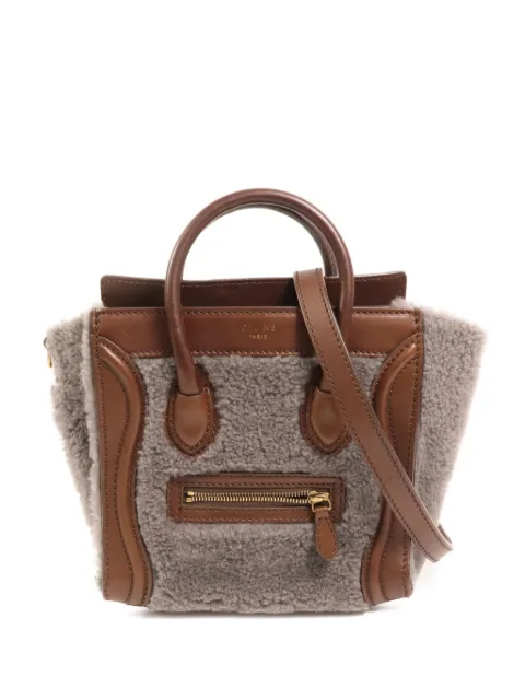 Celine Pre-Owned Nano Luggage shearling tote bag