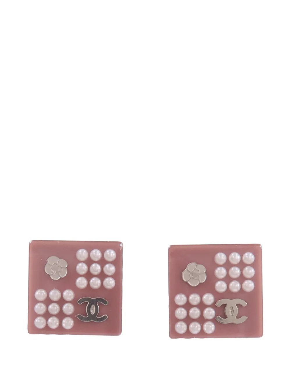 CHANEL Pre-Owned CC Camellia earrings - Rosa