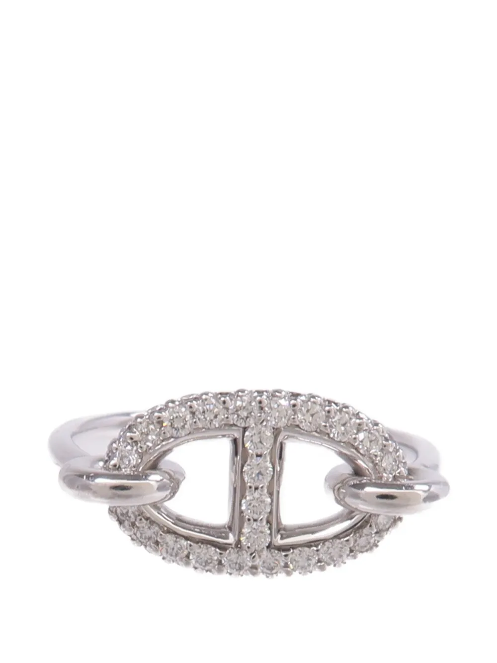 Pre-owned Hermes Farandole Diamond Ring In Silver
