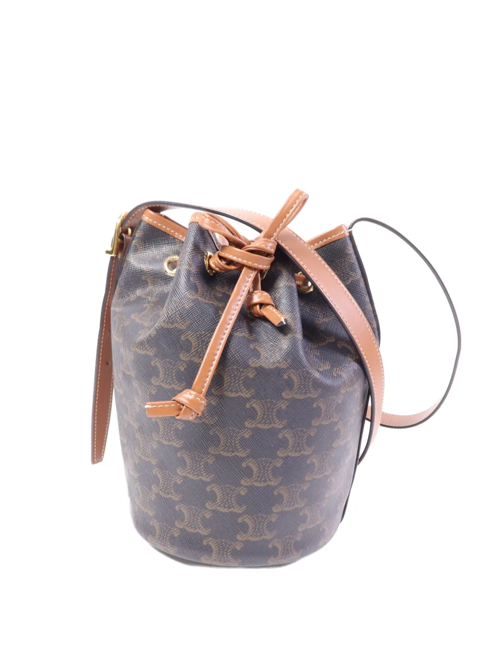 Celine Pre-Owned small Triomphe canvas bucket bag - Marrone