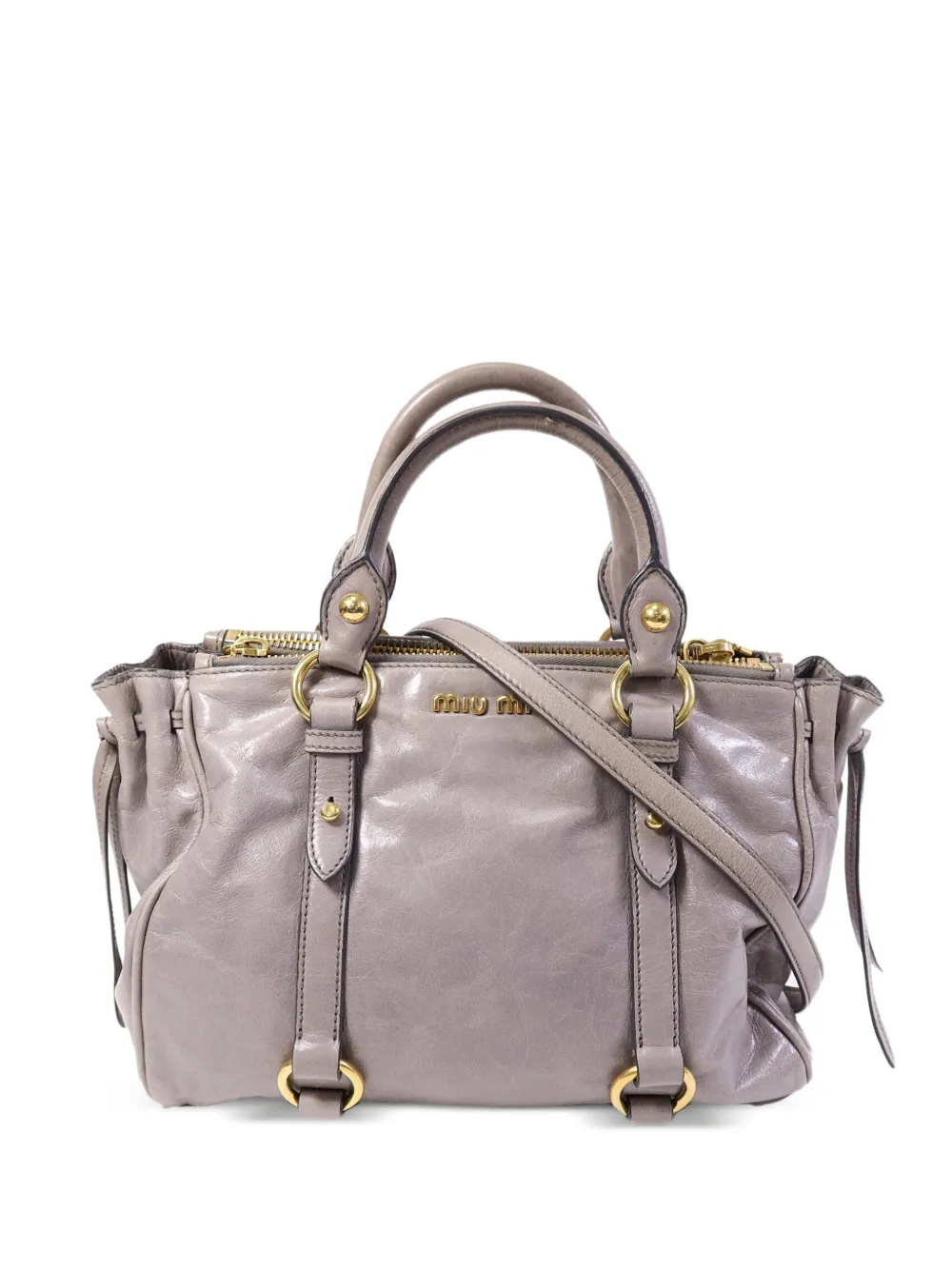 Miu Miu Pre-Owned Two Way leather shoulder bag - Grigio