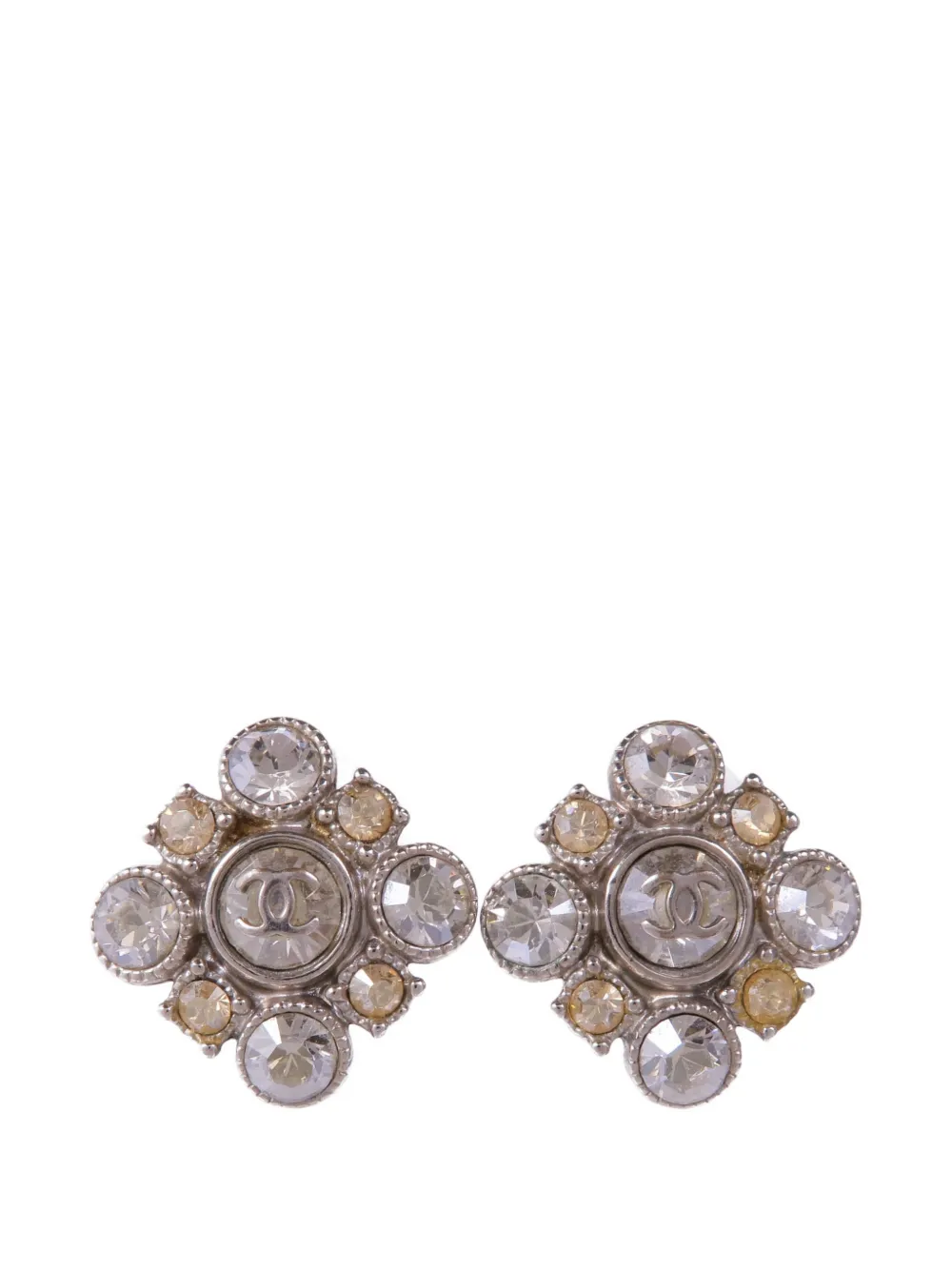 CHANEL Pre-Owned CC crystal-embellished earrings - Silver