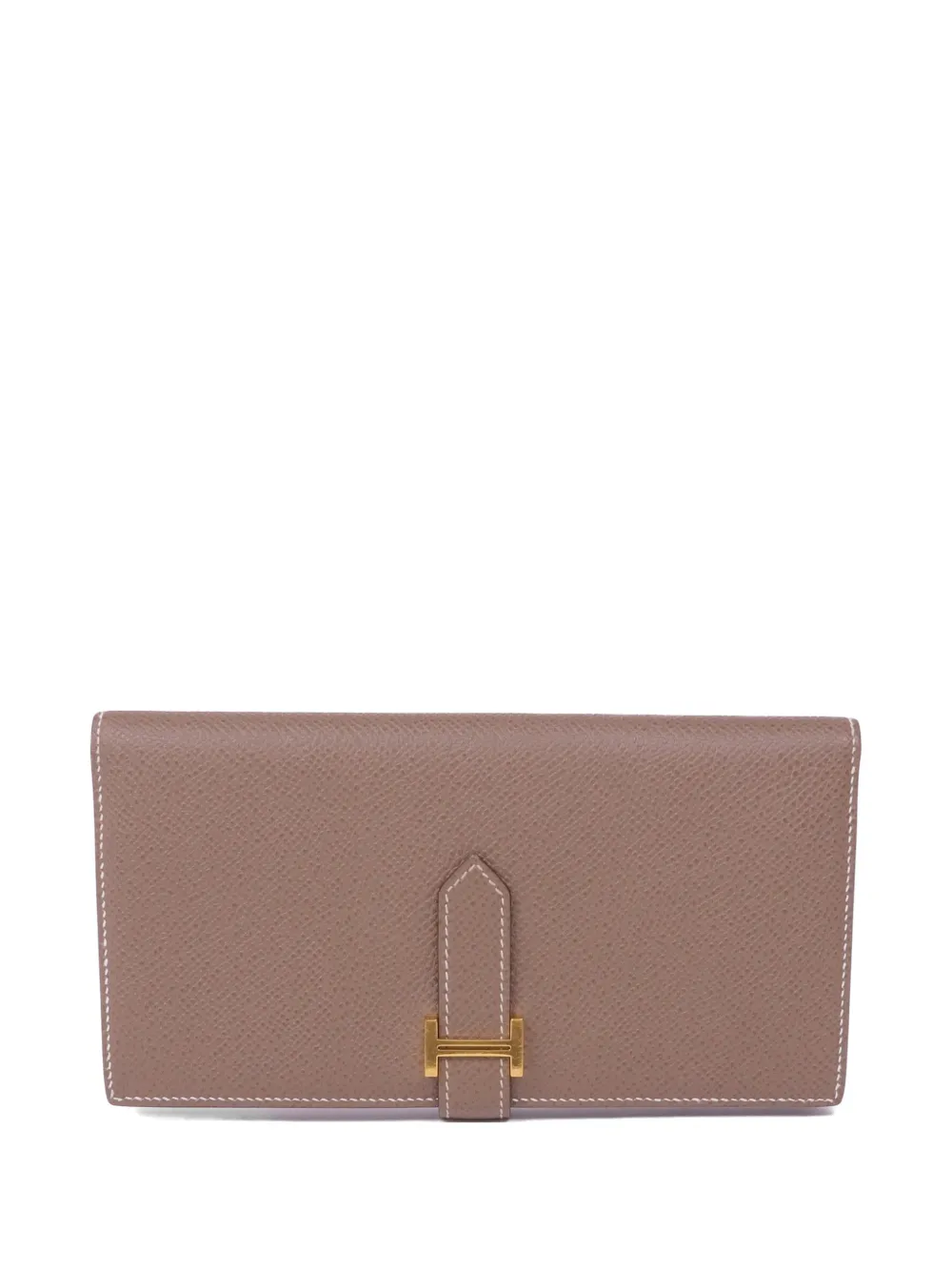 Pre-owned Hermes Béarn Soufflet Long Wallet In Neutral