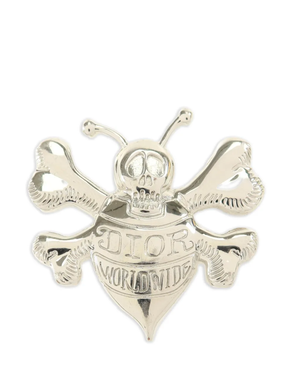 Christian Dior Pre-Owned skull-bee brooch - Argento