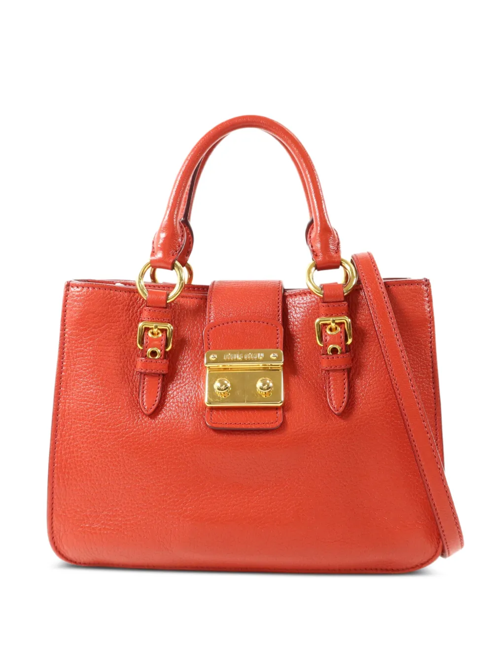 Miu Miu Pre-Owned buckled leather shoulder bag - Arancione