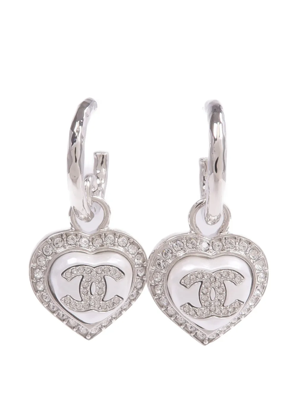 CHANEL Pre-Owned CC heart-pendant earrings - Argento