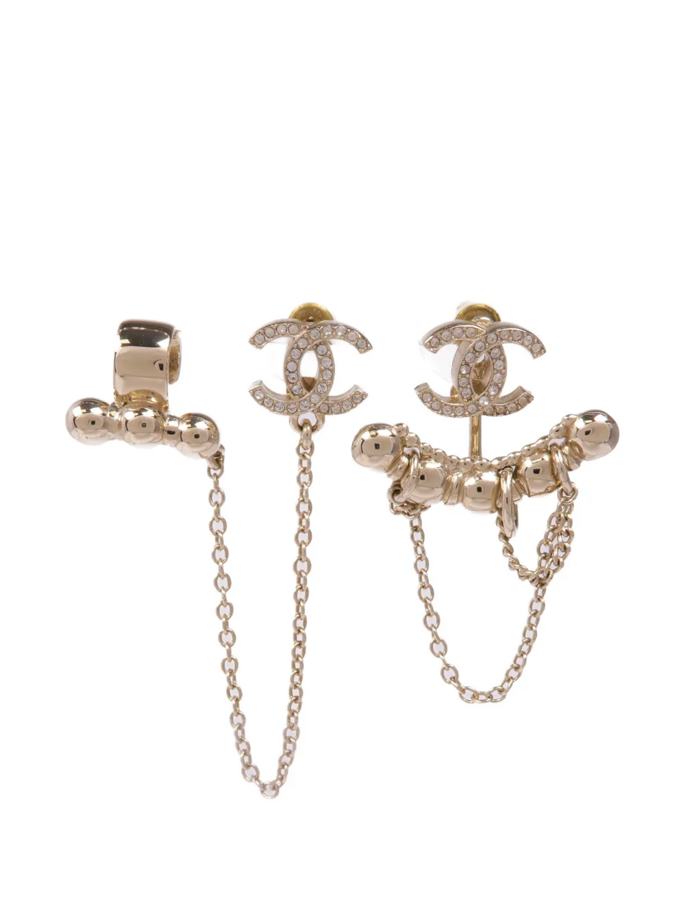CHANEL Pre-Owned crystal-embellishments earrings - Gold