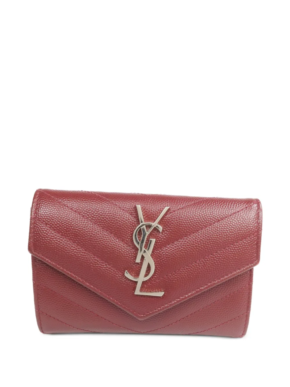 Saint Laurent Pre-Owned small Cassandre Matelassé Envelope leather wallet - Rosso