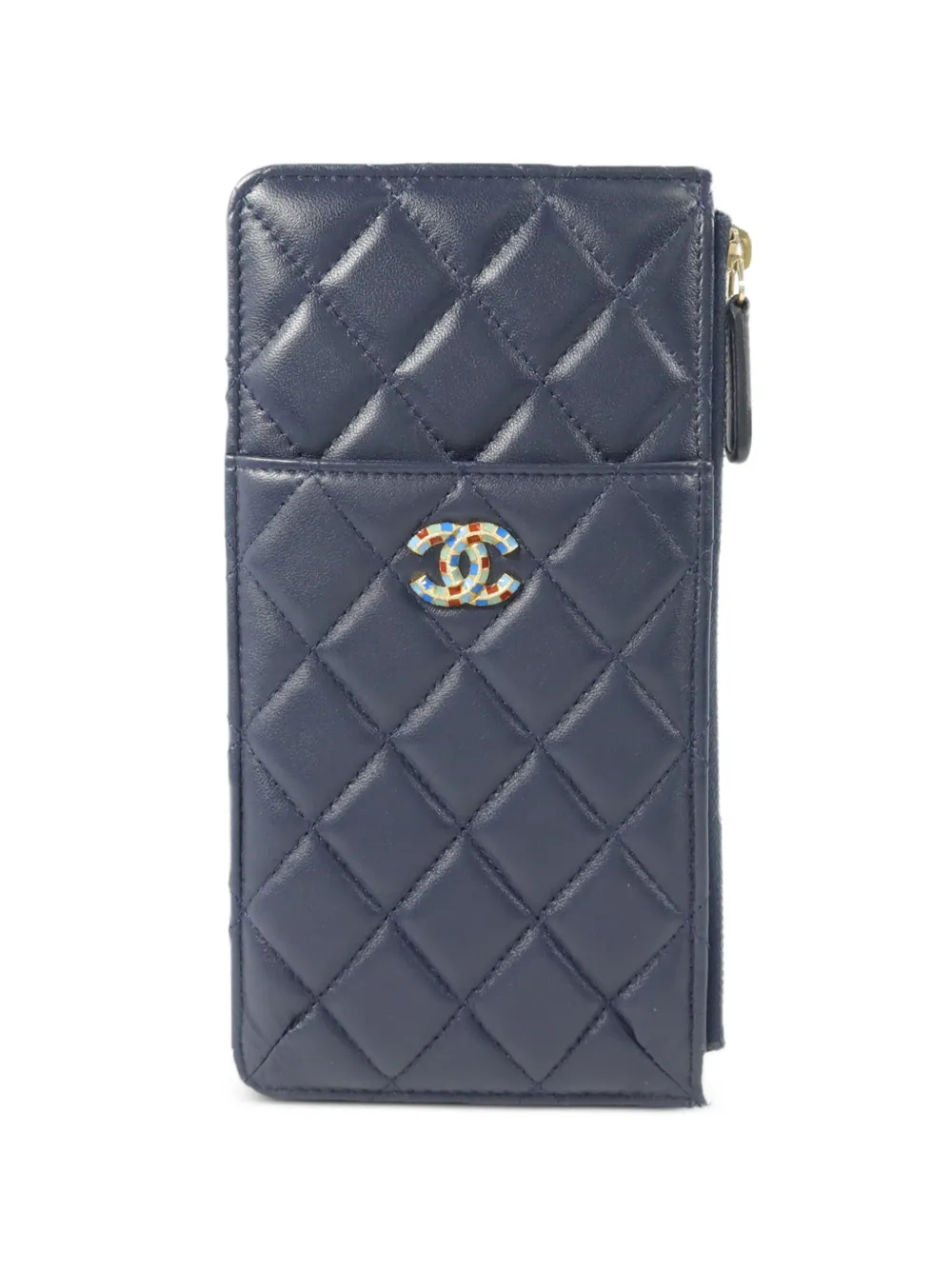 CHANEL Pre-Owned CC diamond-quilted phone pouch - Blue