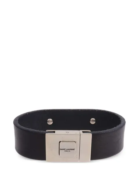 Saint Laurent Pre-Owned leather logo-plaque bracelet