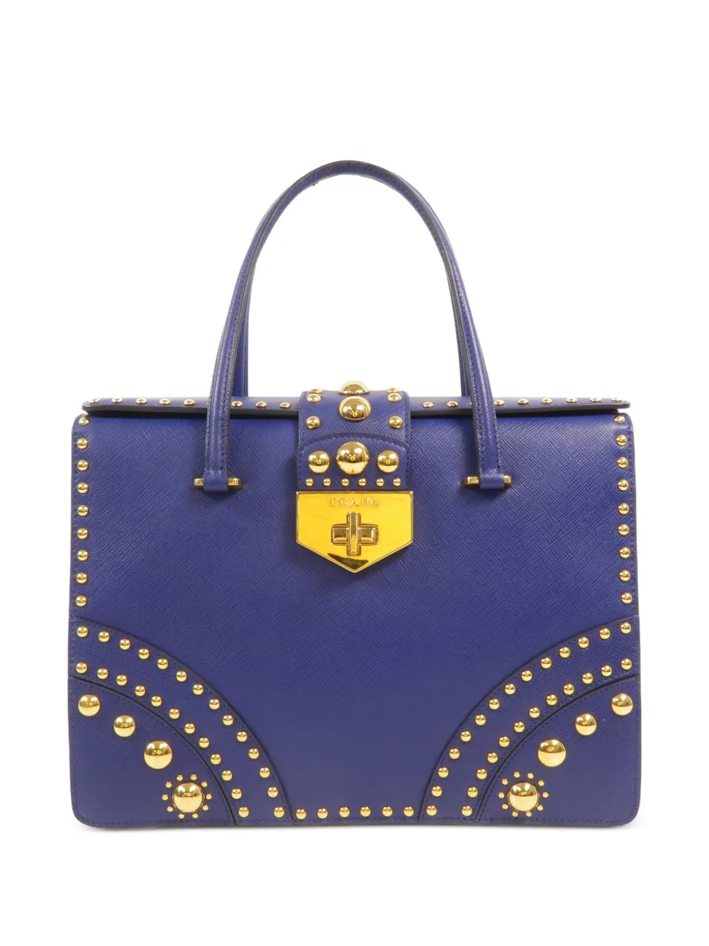 Prada Pre-Owned studded leather tote bag - Blu