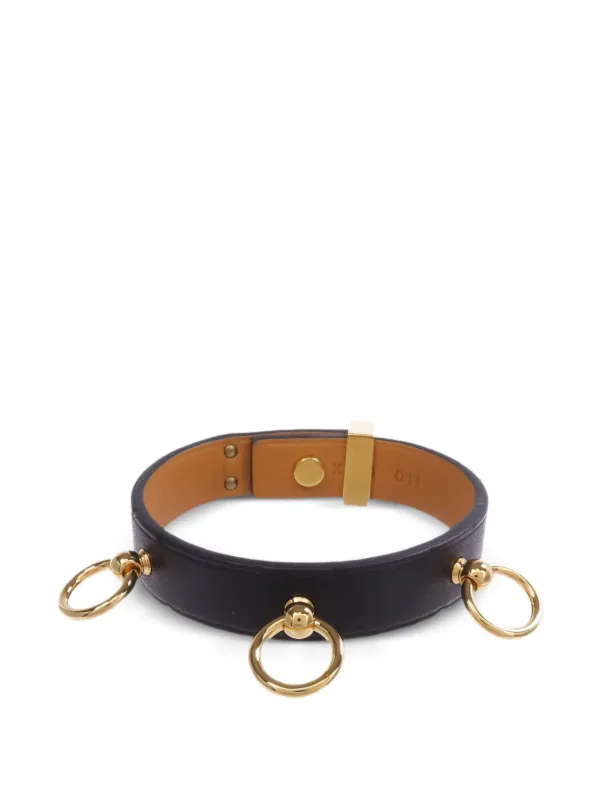Hermès Pre-owned 2016 Mini Dog Anneaux Leather Bracelet in Gold