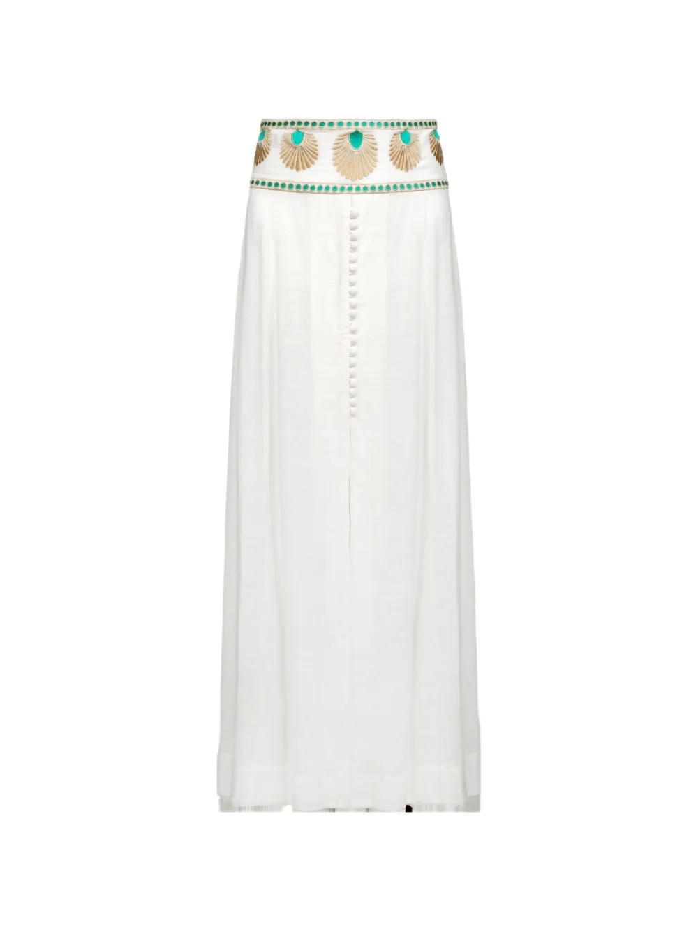 Natasha Et Vanessa Alia embroidered-waistband long skirt - Bianco