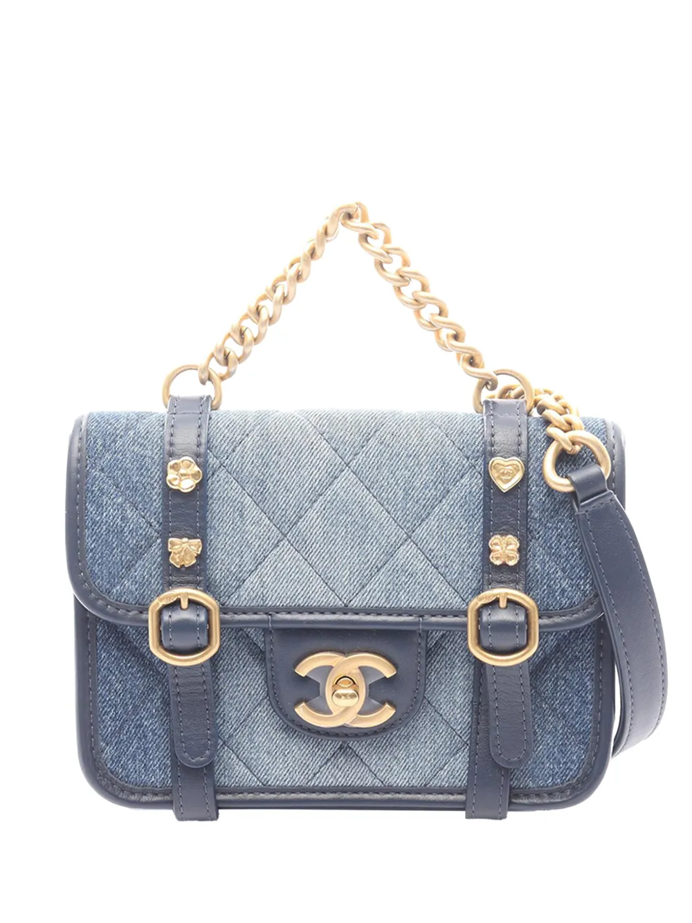 CHANEL Pre-Owned 2021-2026 Mini Denim Chain Flap Bag satchel - Blau