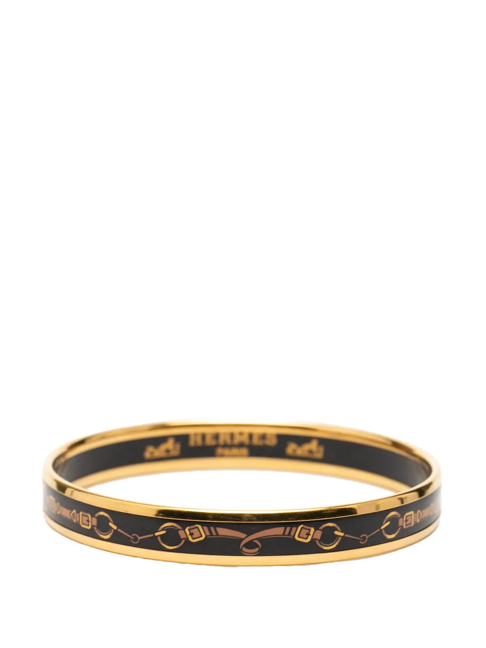 Hermès Pre-Owned 20th Century Narrow Mors de Filet Enamel Bangle Bracelet 62 costume bracelet - Nero