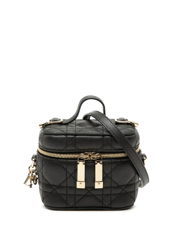 Dior Pre-owned 2020-2026 Micro Lambskin Cannage Lady Dior Case Vanity Bag in Black